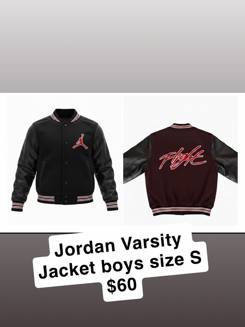 Jordan Black and Red Flight Boys' Varsity Jacket